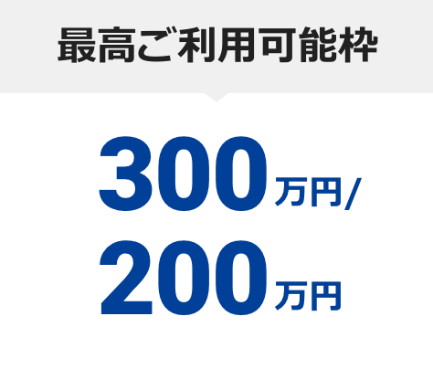 ご利用可能枠最高300万円/200万円